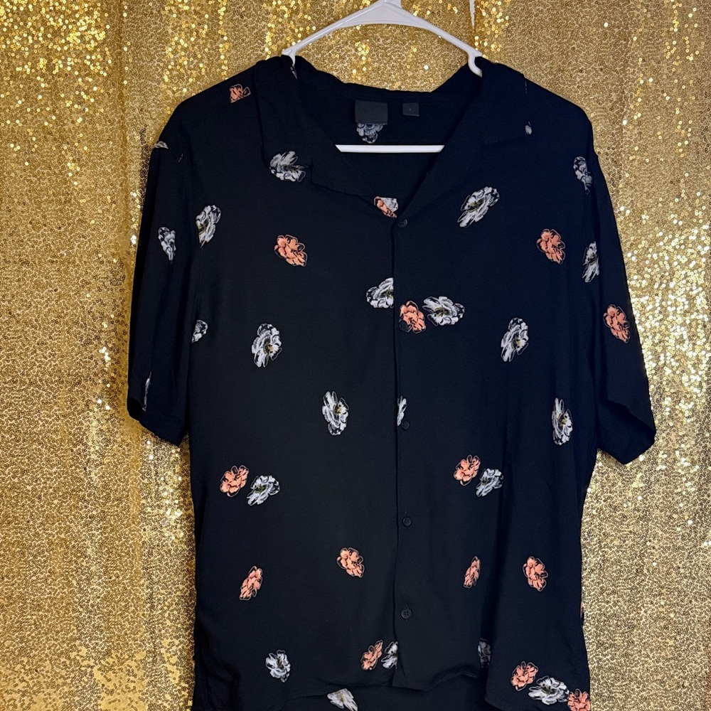 ASOS Black Floral Casual Button Down Shirt